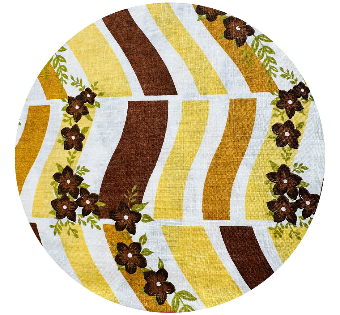 250cms Unused Brown Floral Cotton Craft Sewing VINTAGE