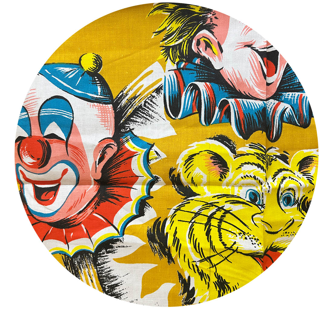 160cms Vintage Clowns Cotton Fabric VERY COOL