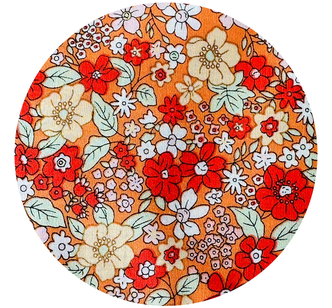 Sold by the Metre Orange Modern Floral Cotton