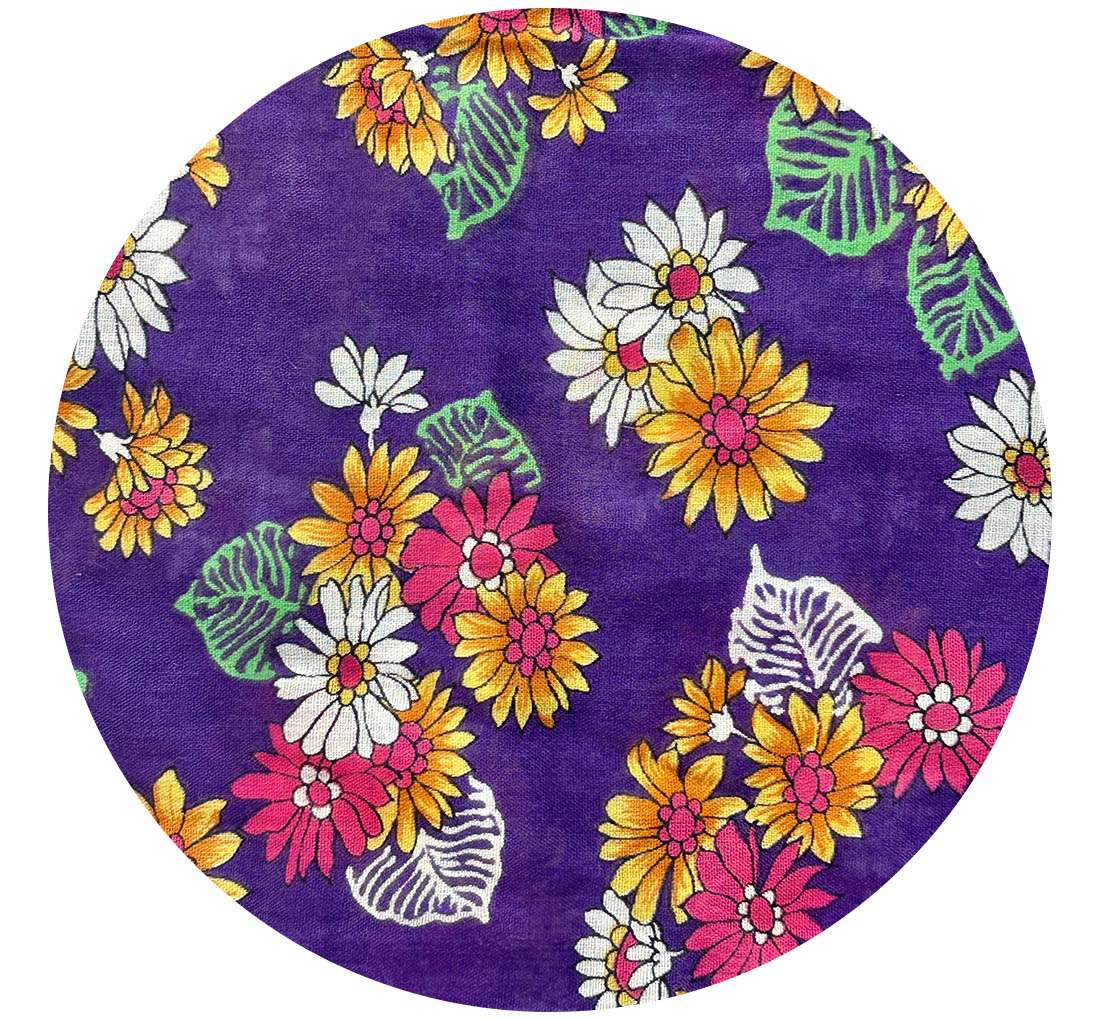 220cms Purple Floral 100% Cotton Fabric