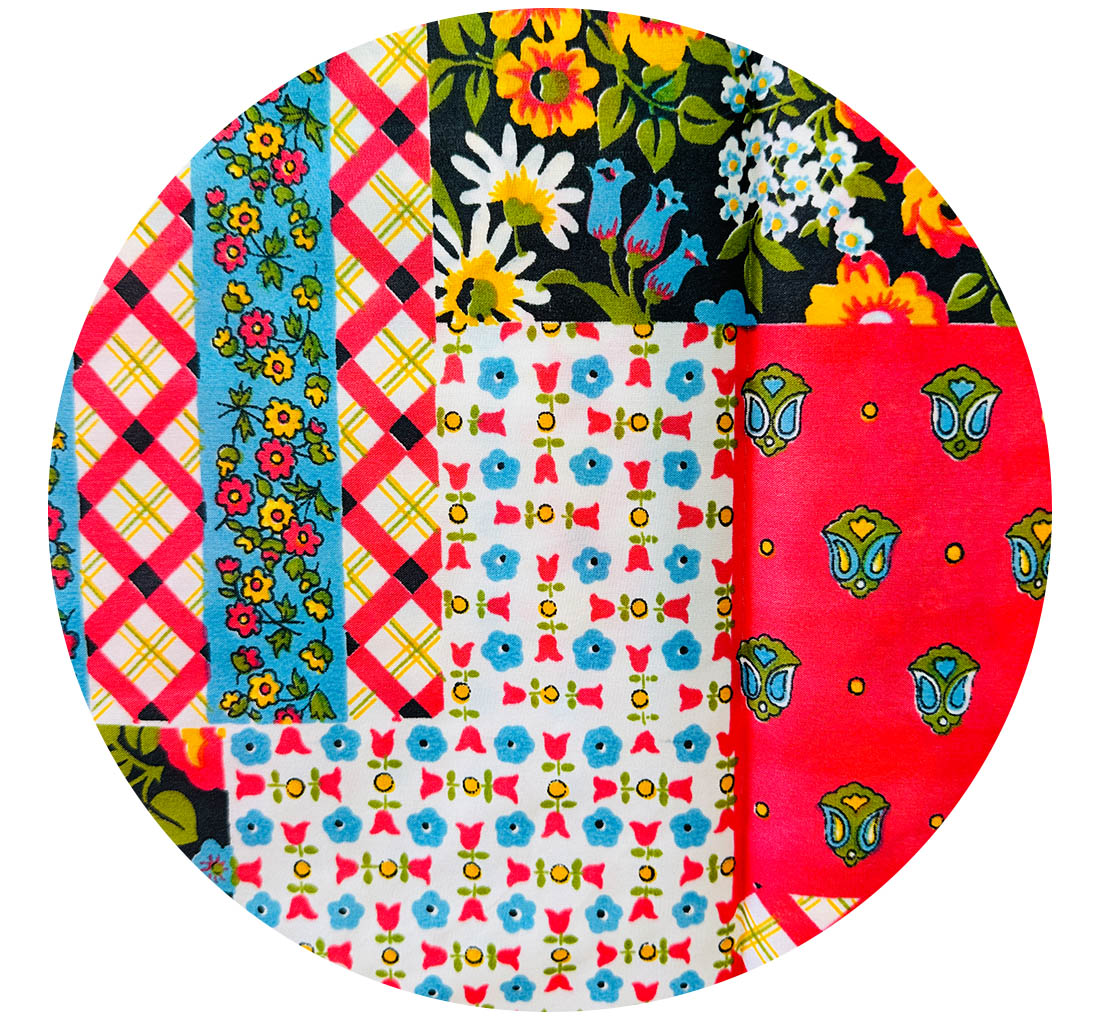 180cms wide by 200cms Pretty Fun Floral Patchwork Fabric