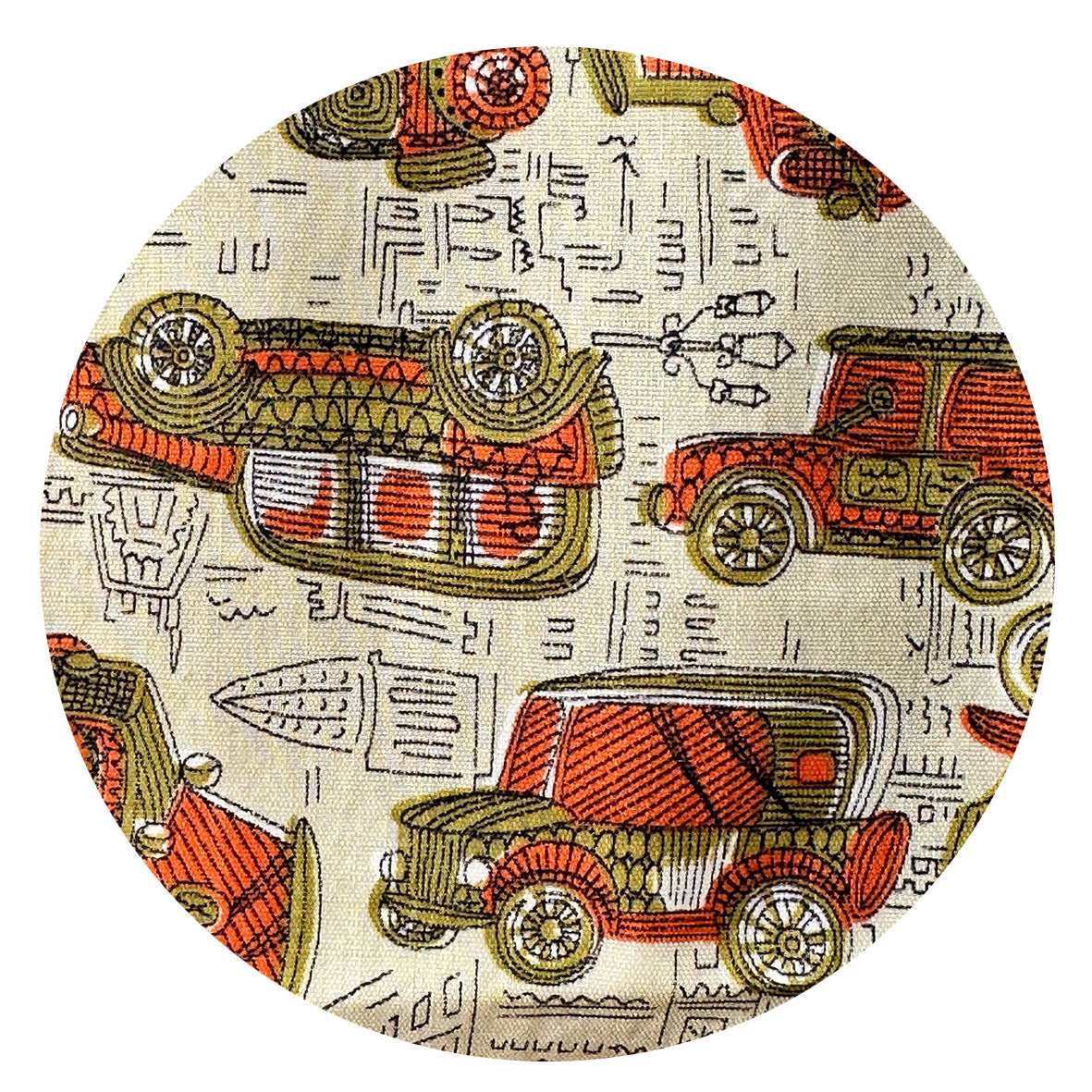 160cms Vintage Car Fabric Retro Vibes