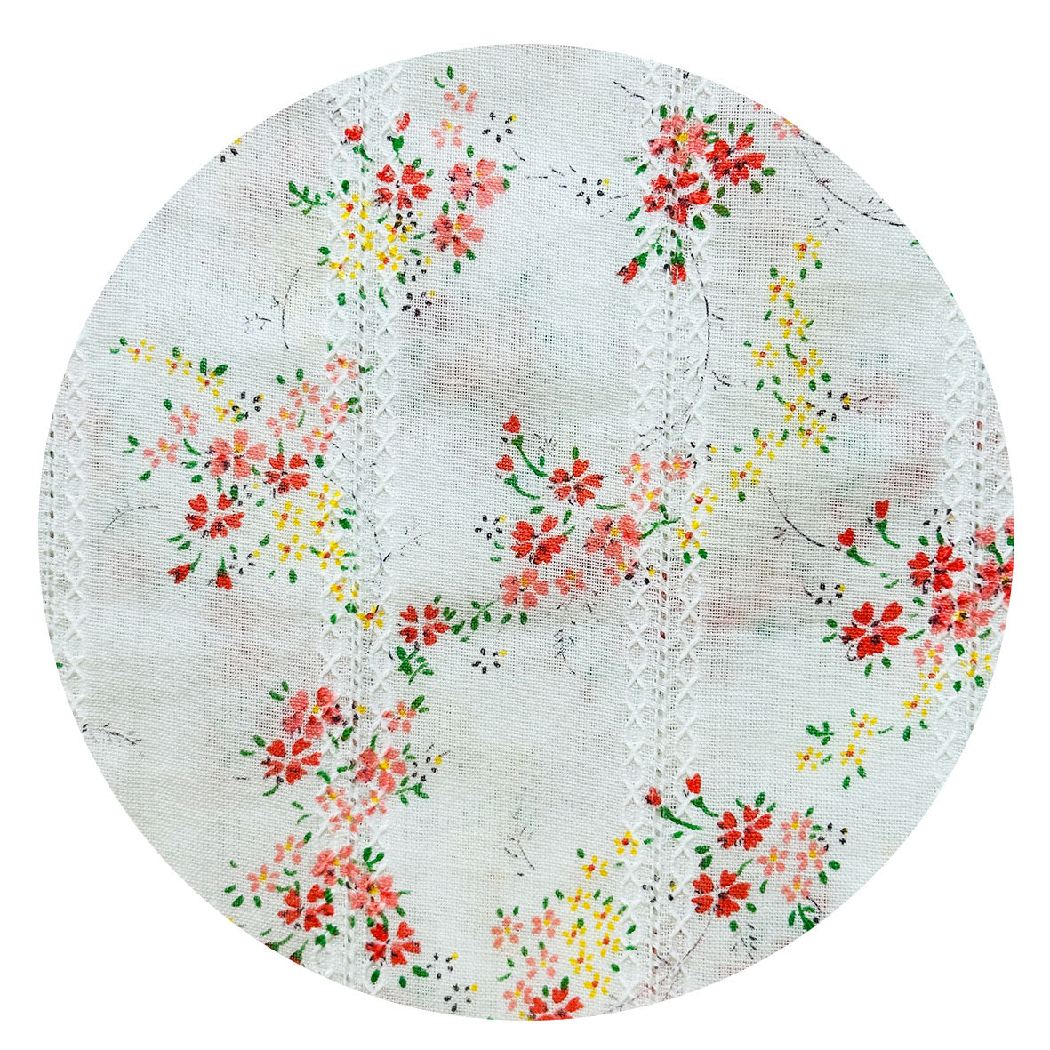 220cms White Embroidered Floral Fabric