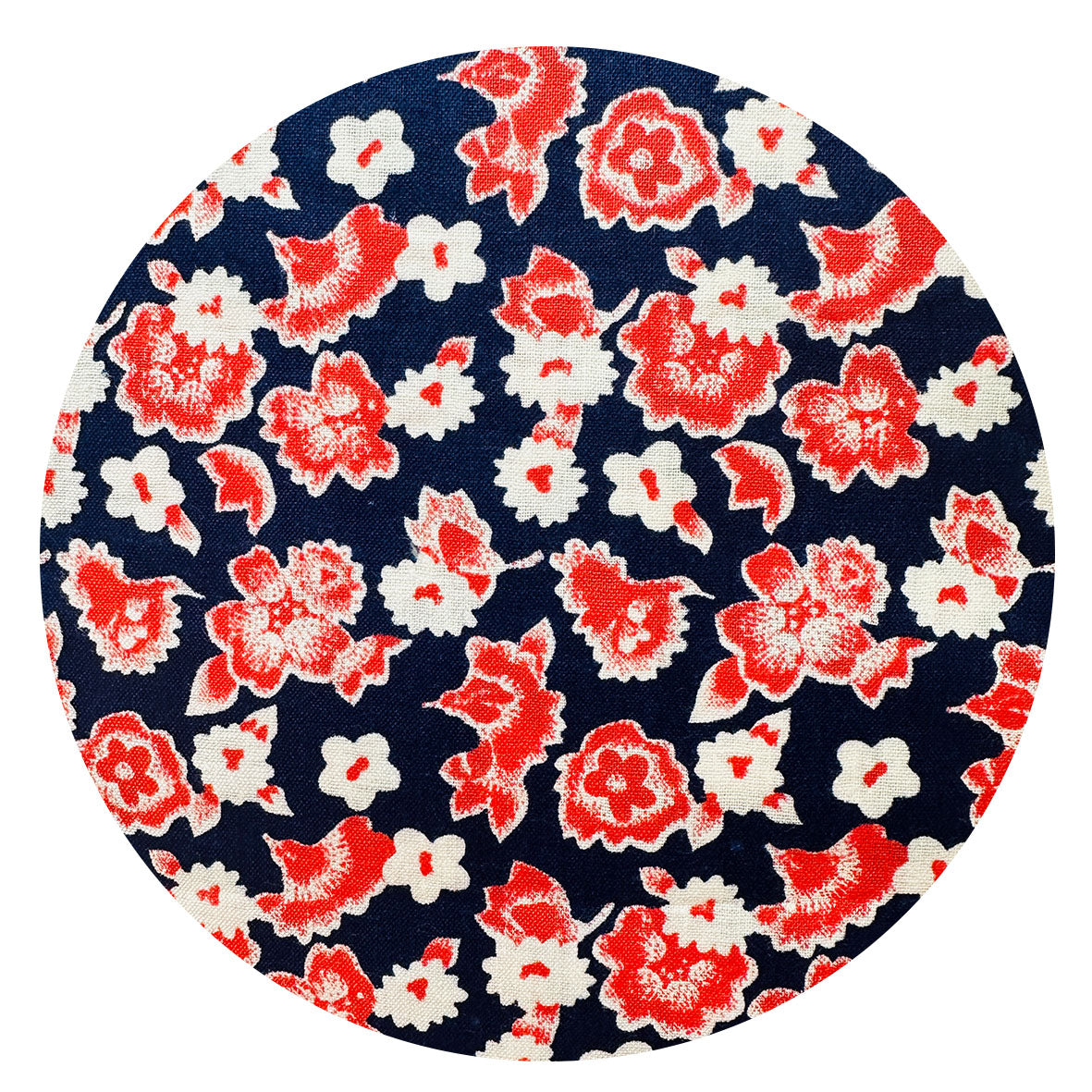 160cms Beautiful VINTAGE Navy & Red Floral Fabric