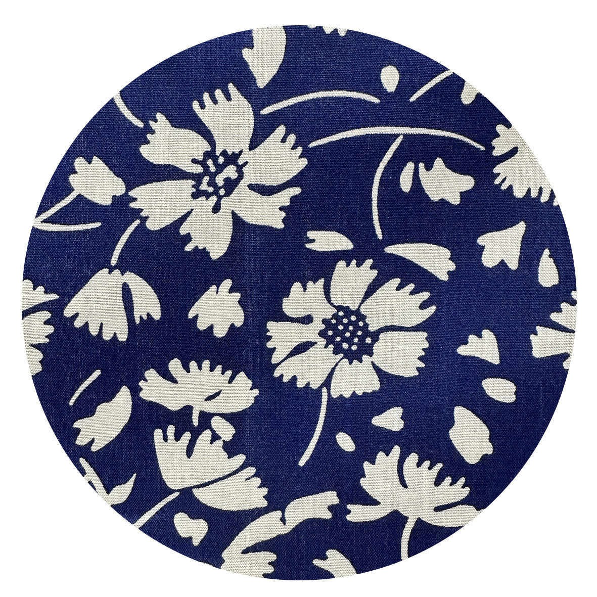 200cms Navy Blue Cotton Floral Fabric