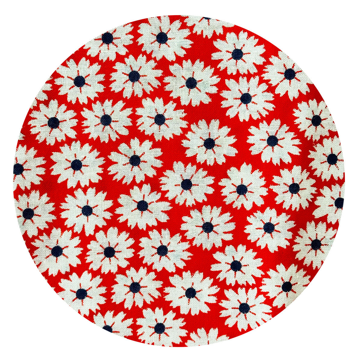 240cms Red & White Floral Fabric LOVELY Vintage
