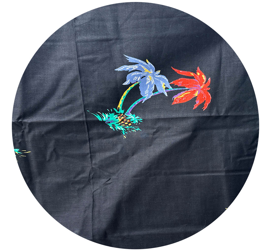 160cms Cool VINTAGE Fabric Black Palm Trees