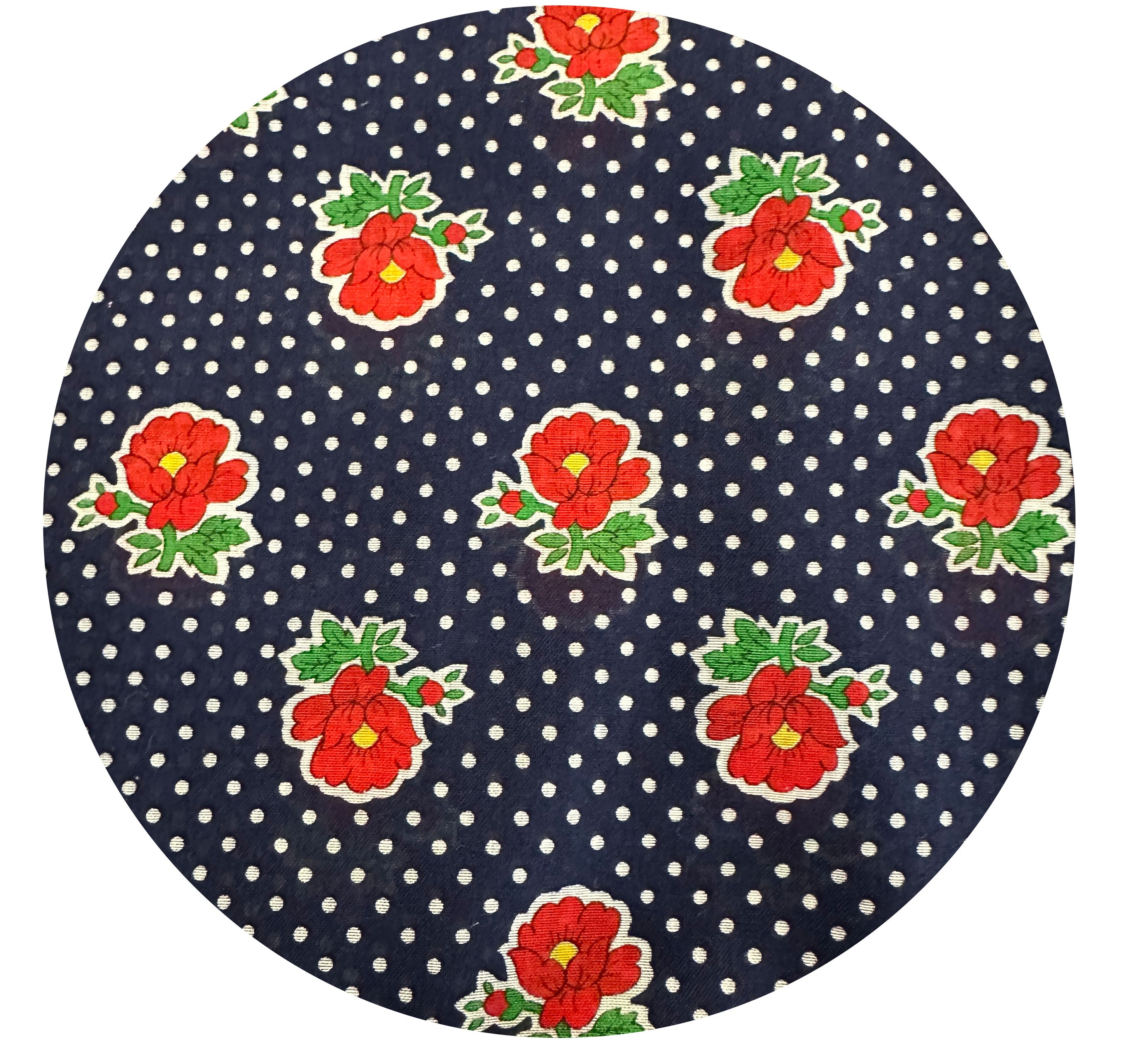 200cms Navy Blue Cotton FABRIC Vintage