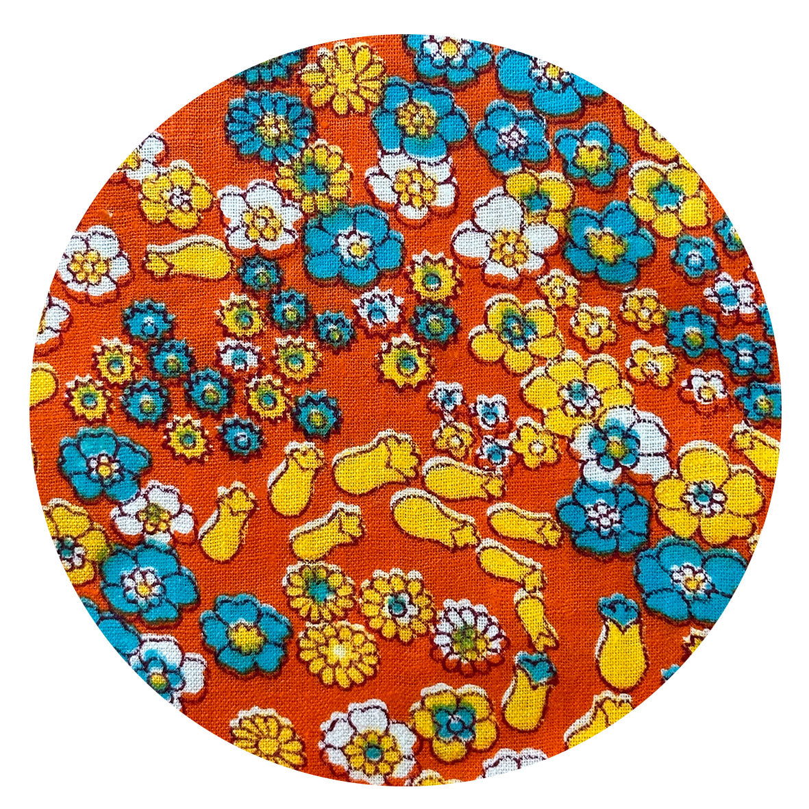 250cms Beautiful VINTAGE Orange FLoral Cotton Fabric
