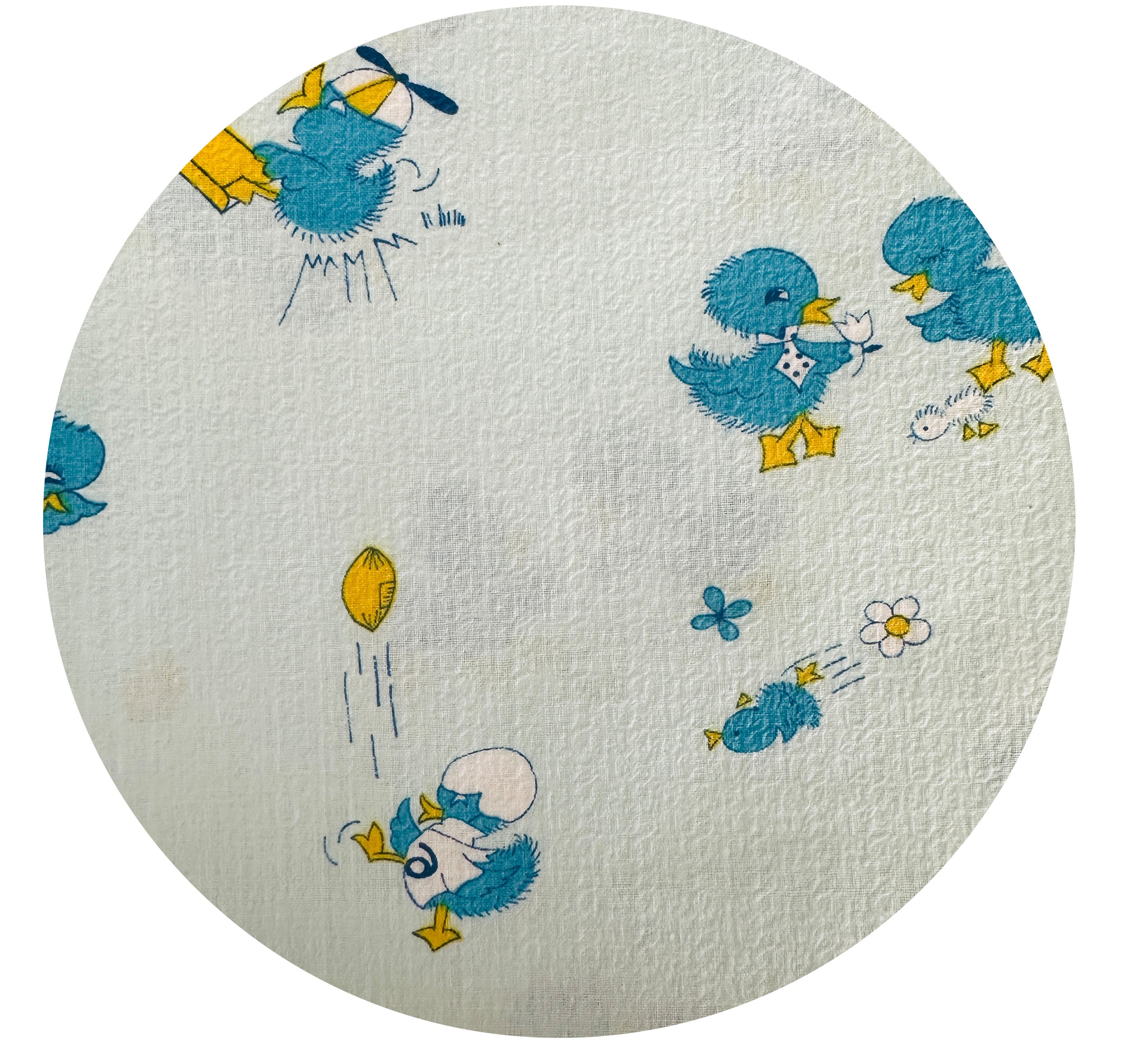 240cms Vintage Light Blue Fabric BIRDS