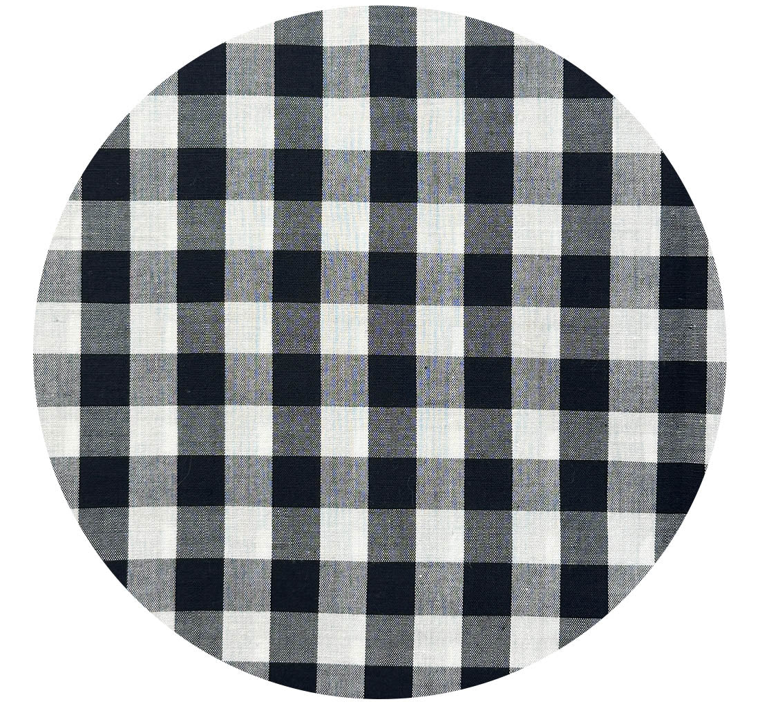 345cms VINTAGE Gingham Black & White Fabric COTTON