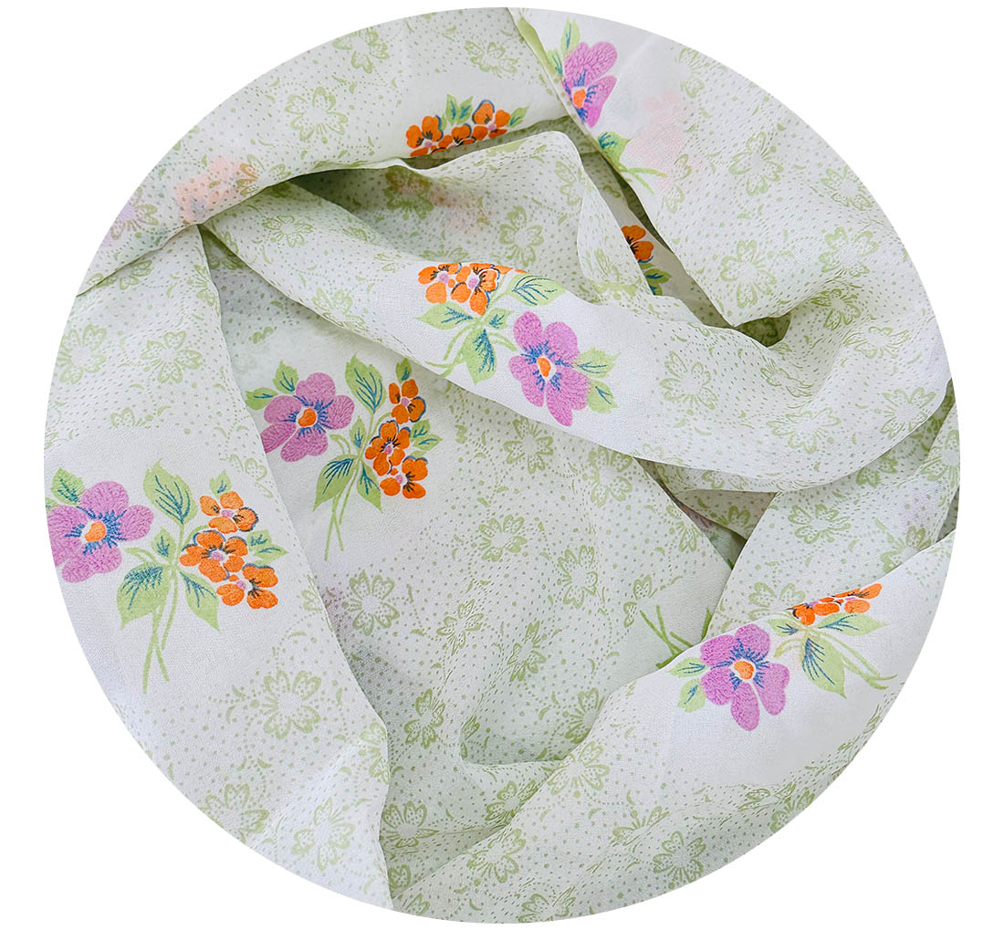630cms SHEER Vintage Green Floral Fabric