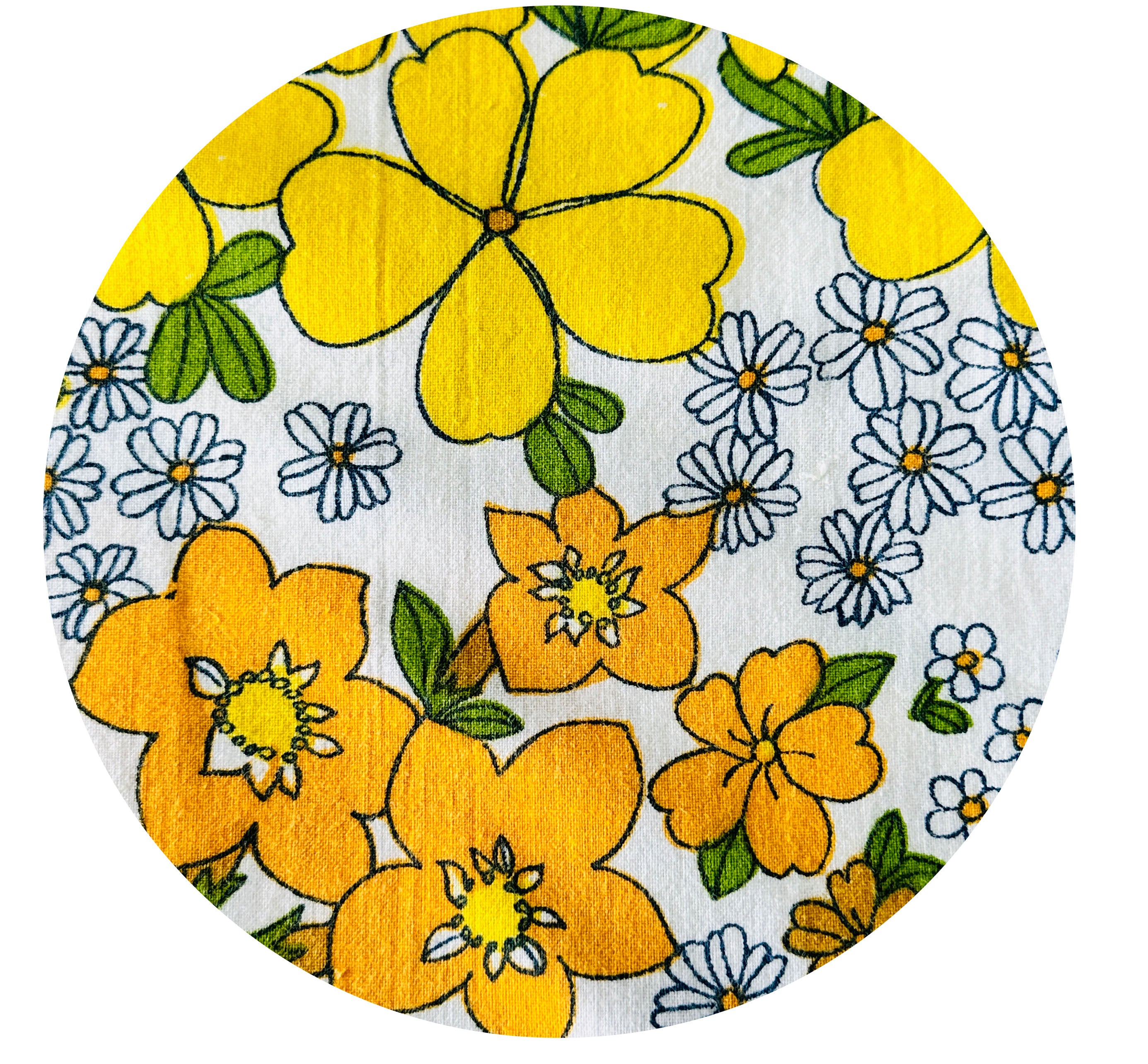 Vintage Cotton Sheet Fabric CRAFT Projects Yellow
