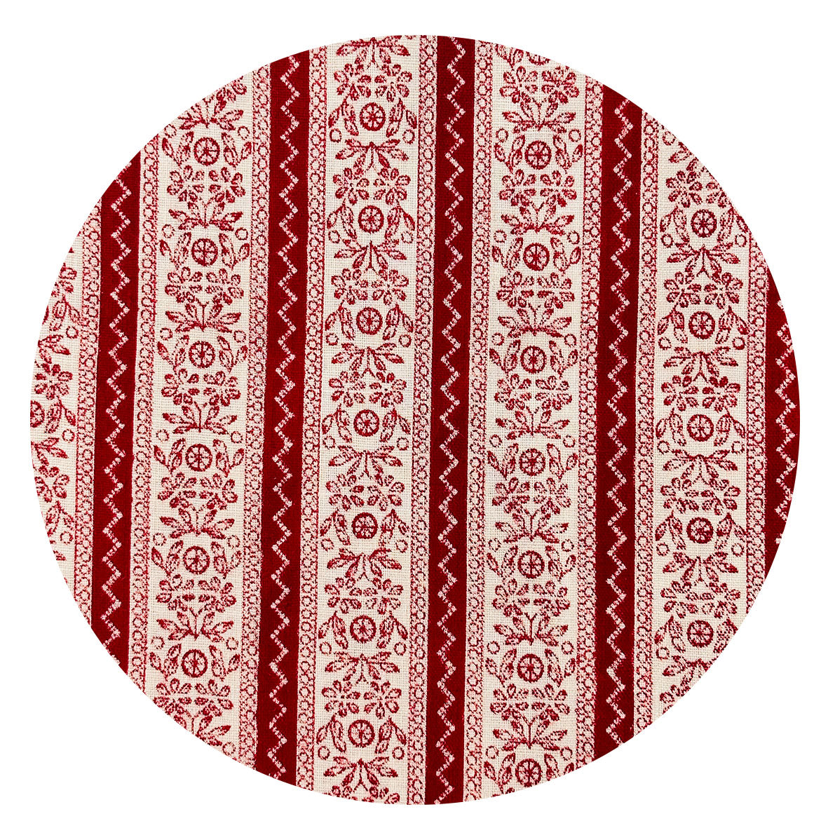 220cms. Sweet Vintage Red Cotton Floral Fabric Stripes