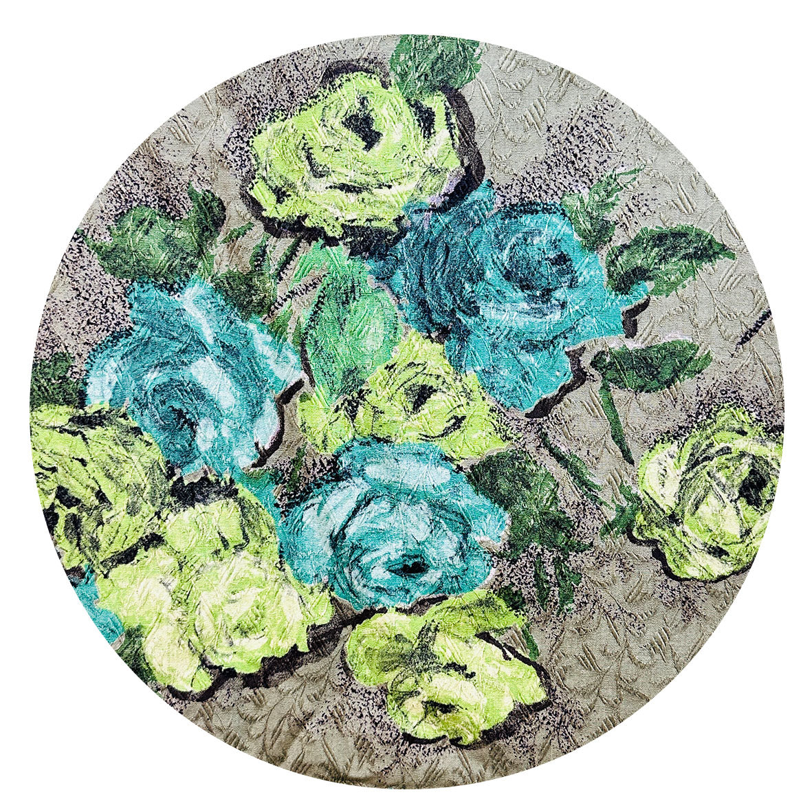 400cms Stunning Vintage Floral Fabric Large Green Flowers