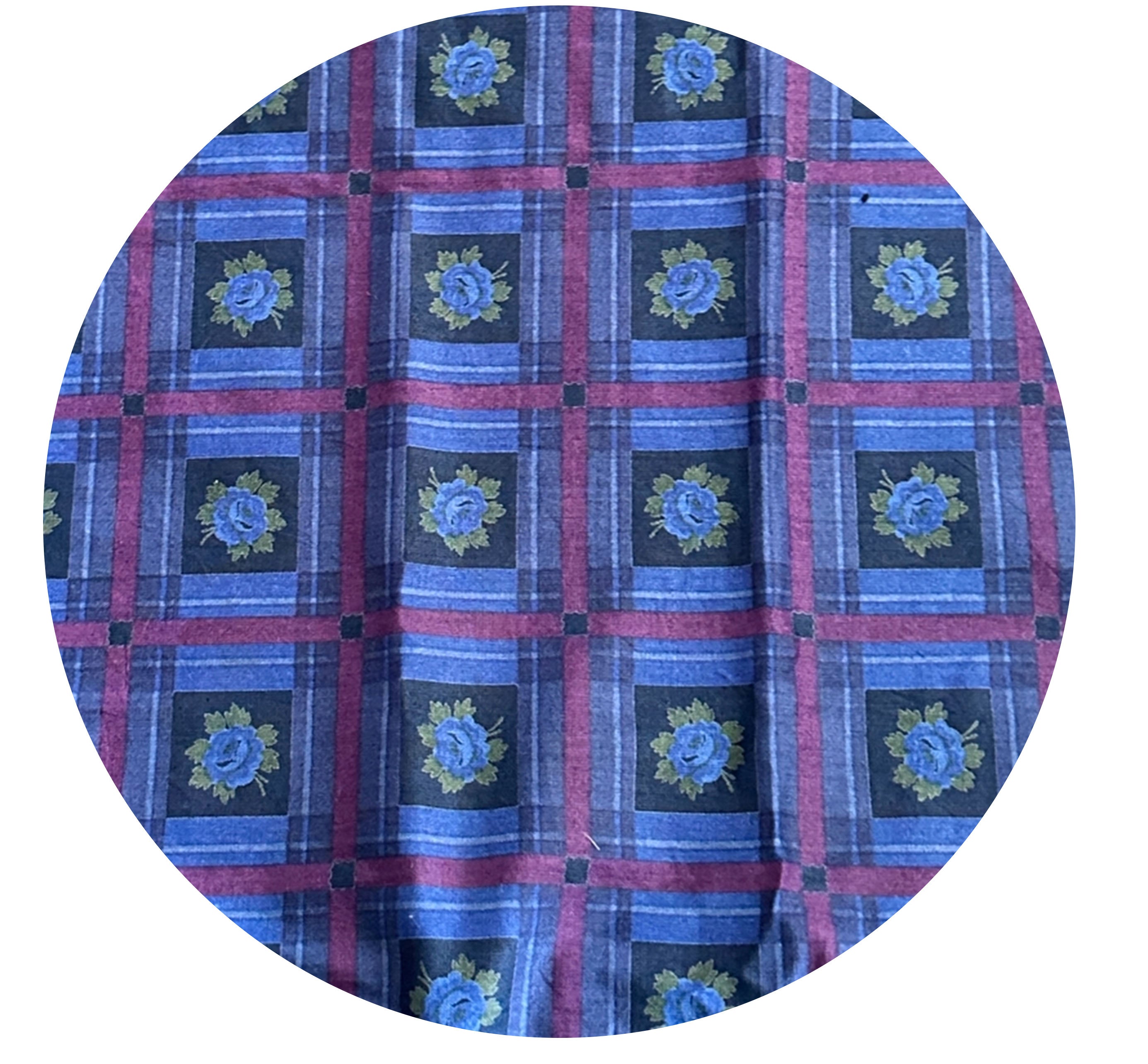 190cms Vintage Blue Cotton Fabric