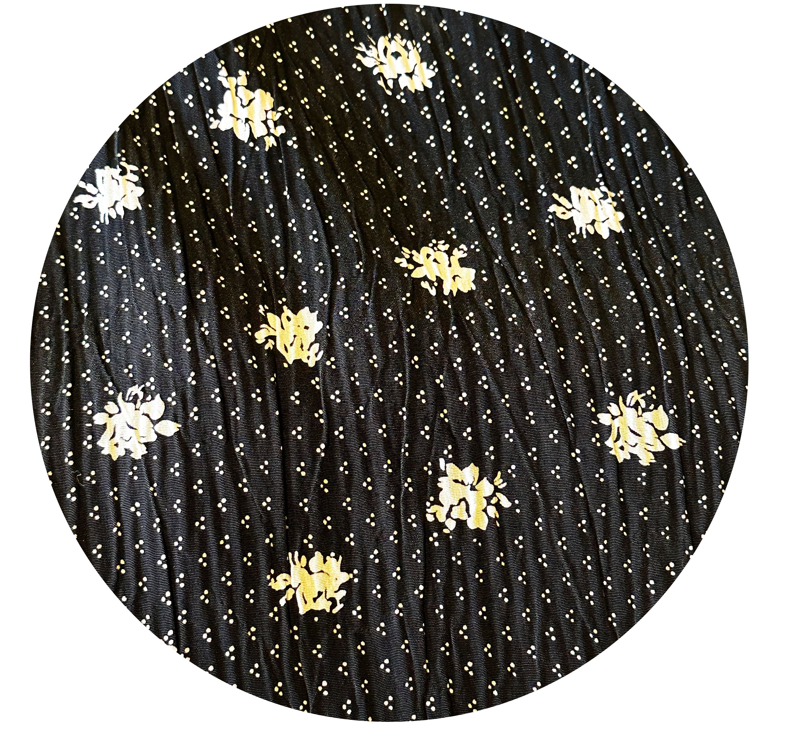 230cms Black & White Floral Crepe Fabric