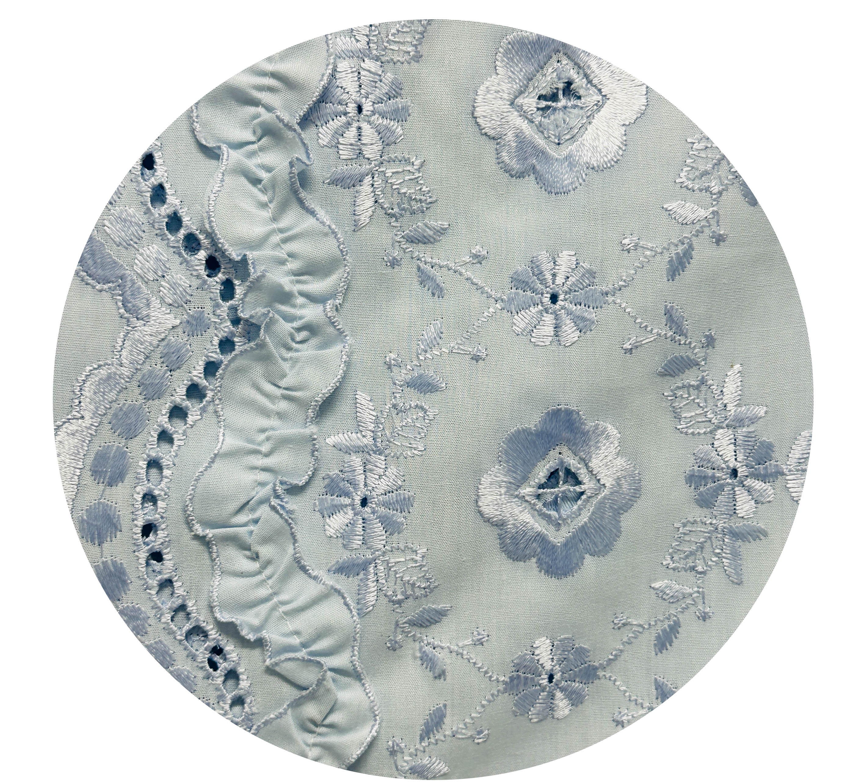 340CMS Embroidered Pale Blue Cotton Fabric