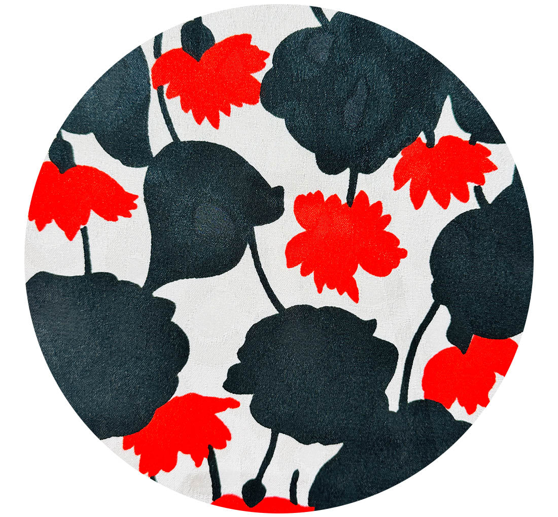 355cms Beautiful Dress Fabric Black & Red Floral