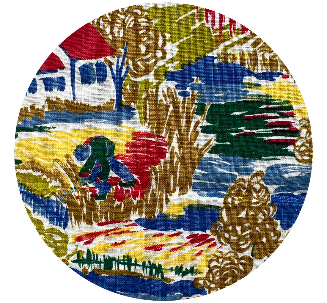 88cms Vintage RETRO Linen / Cotton Fabric