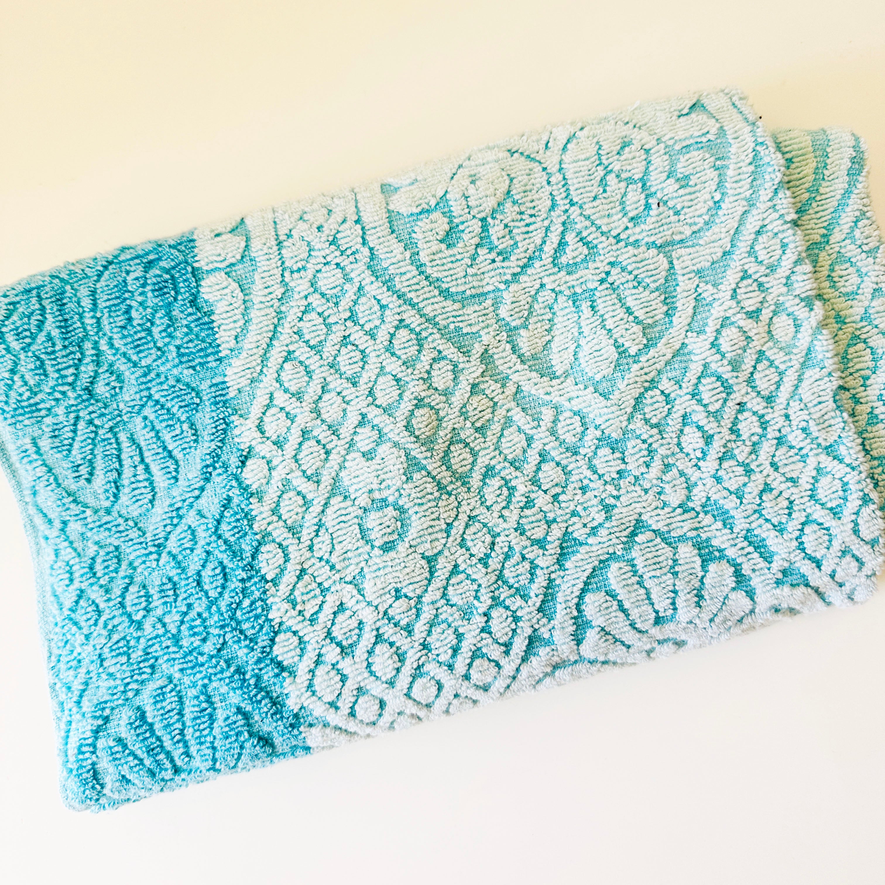 Vintage Blue Cotton Bath Towel