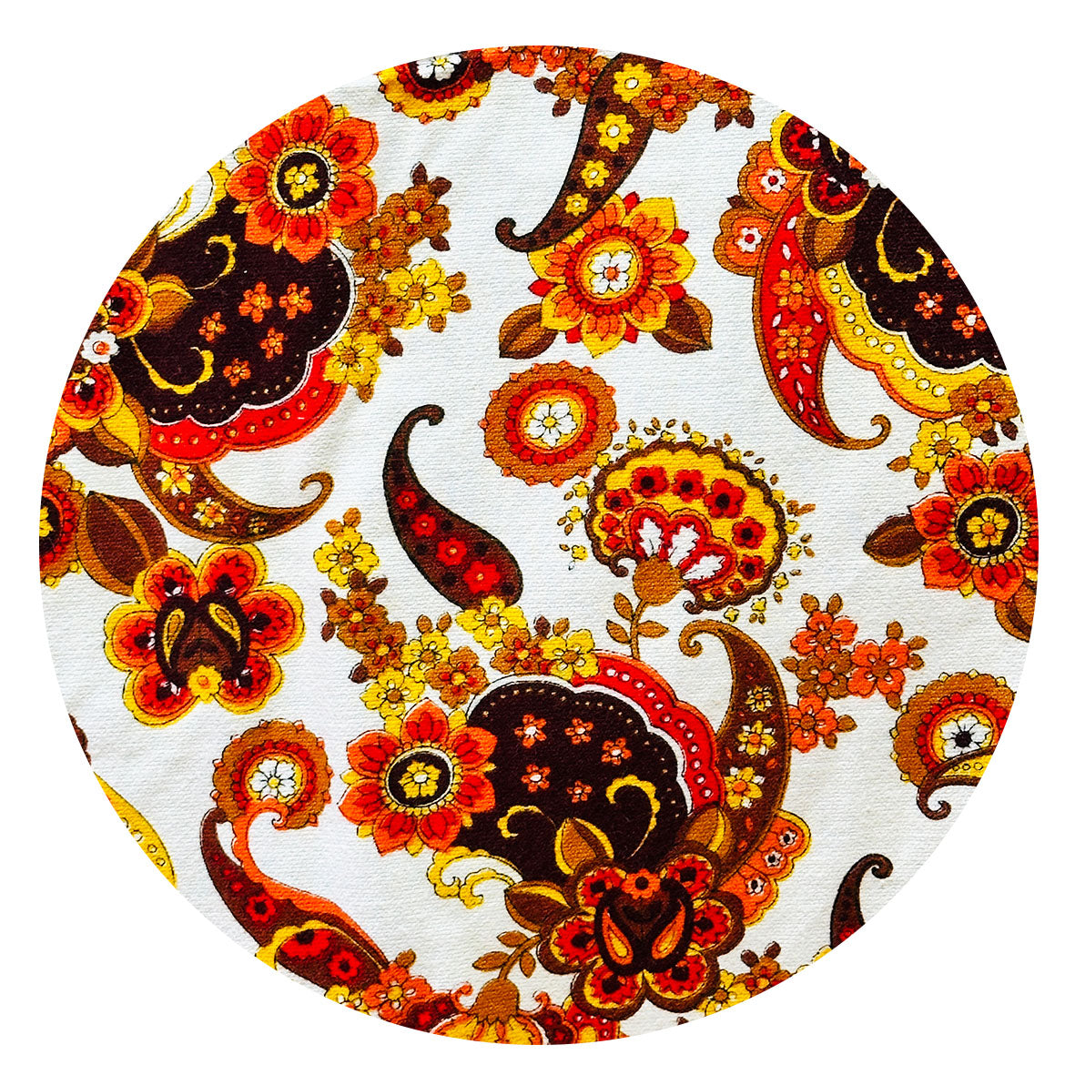 225cms RETRO Orange Paisley Fabric