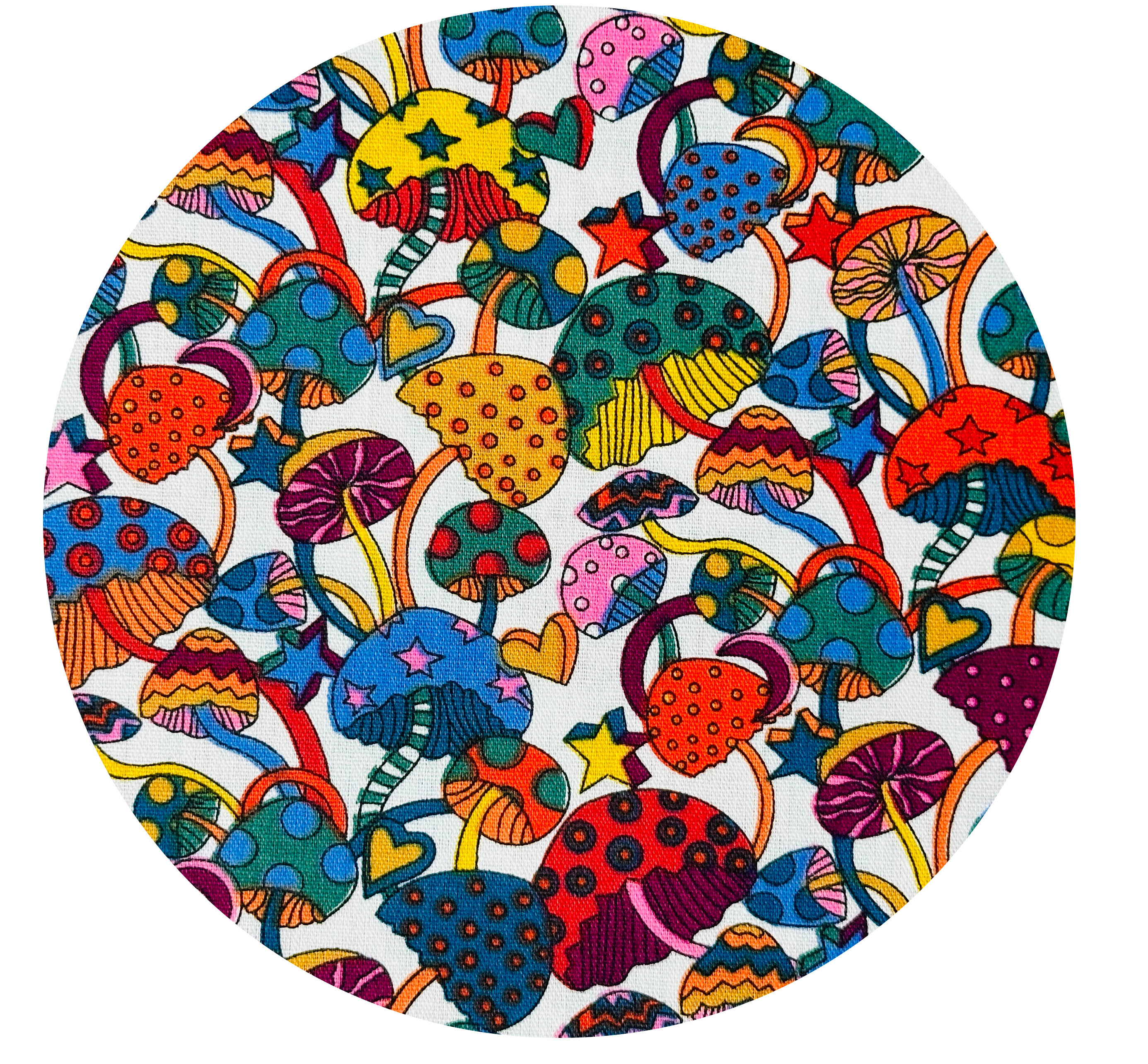 Sold by the METRE ~ FUNKY Modern Cotton Mushroom Fabric