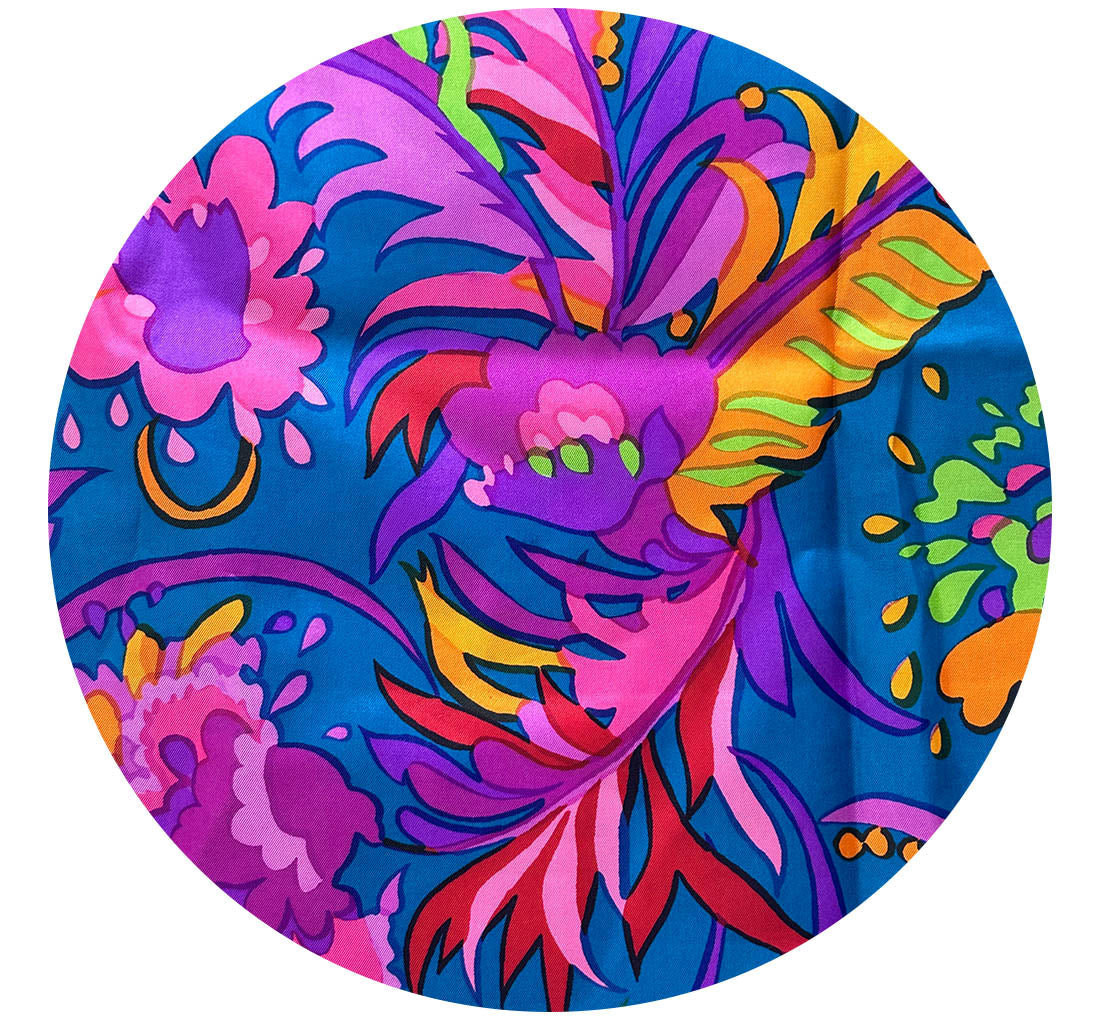 320cms Screen Printed Fabric PURE SILK Vintage