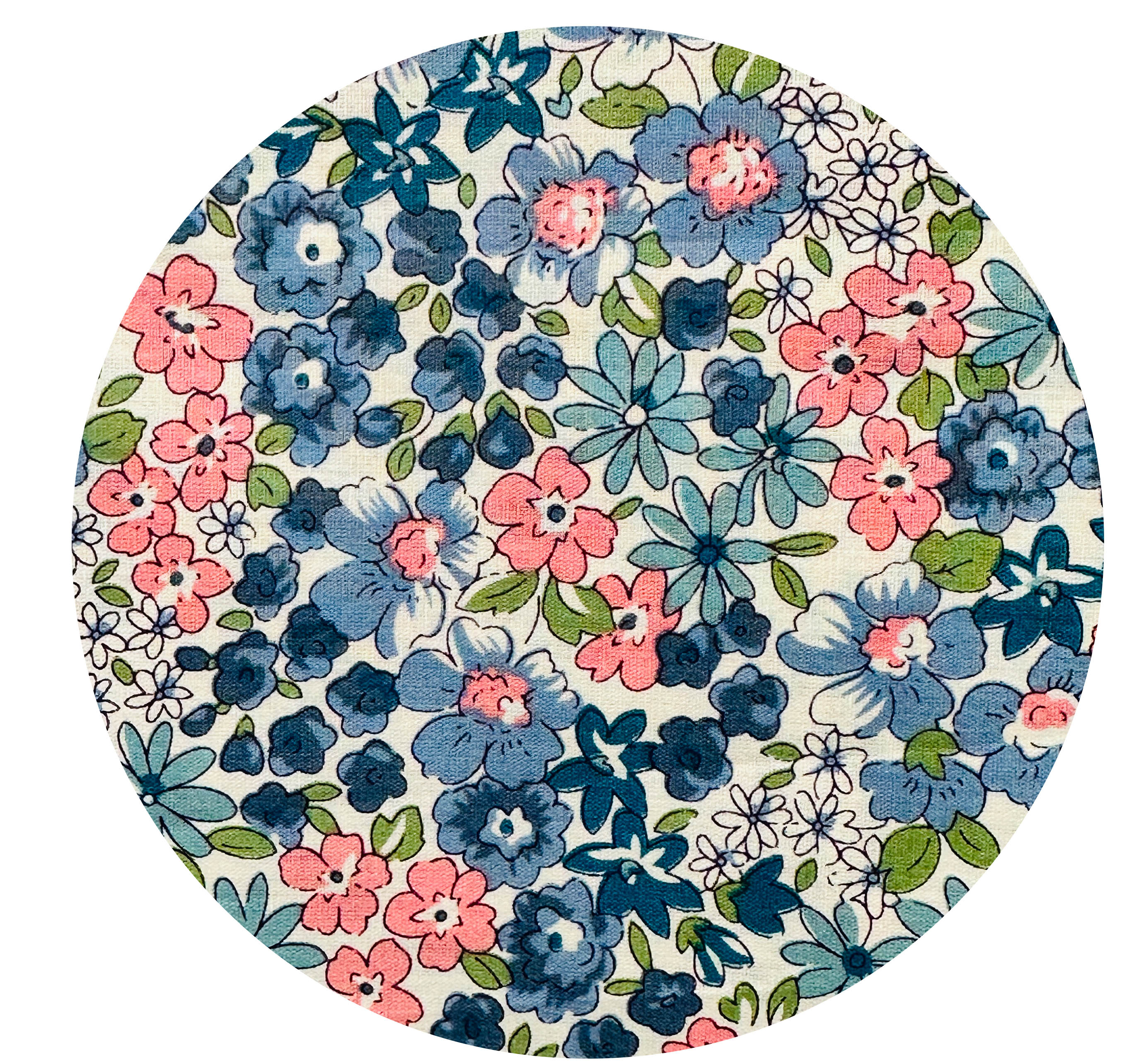 340cms Sweet Blues & Pinks Floral Cotton Fabric Modern