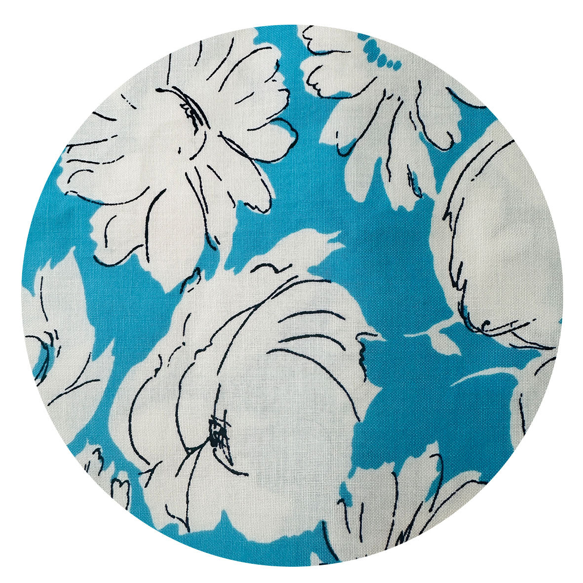 210cms All Cotton Large Bold Blue Floral Print