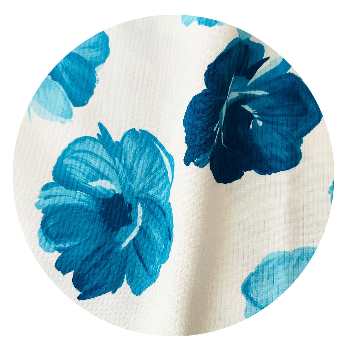 300cms Ribbed Large Bold Blue Floral Fabric