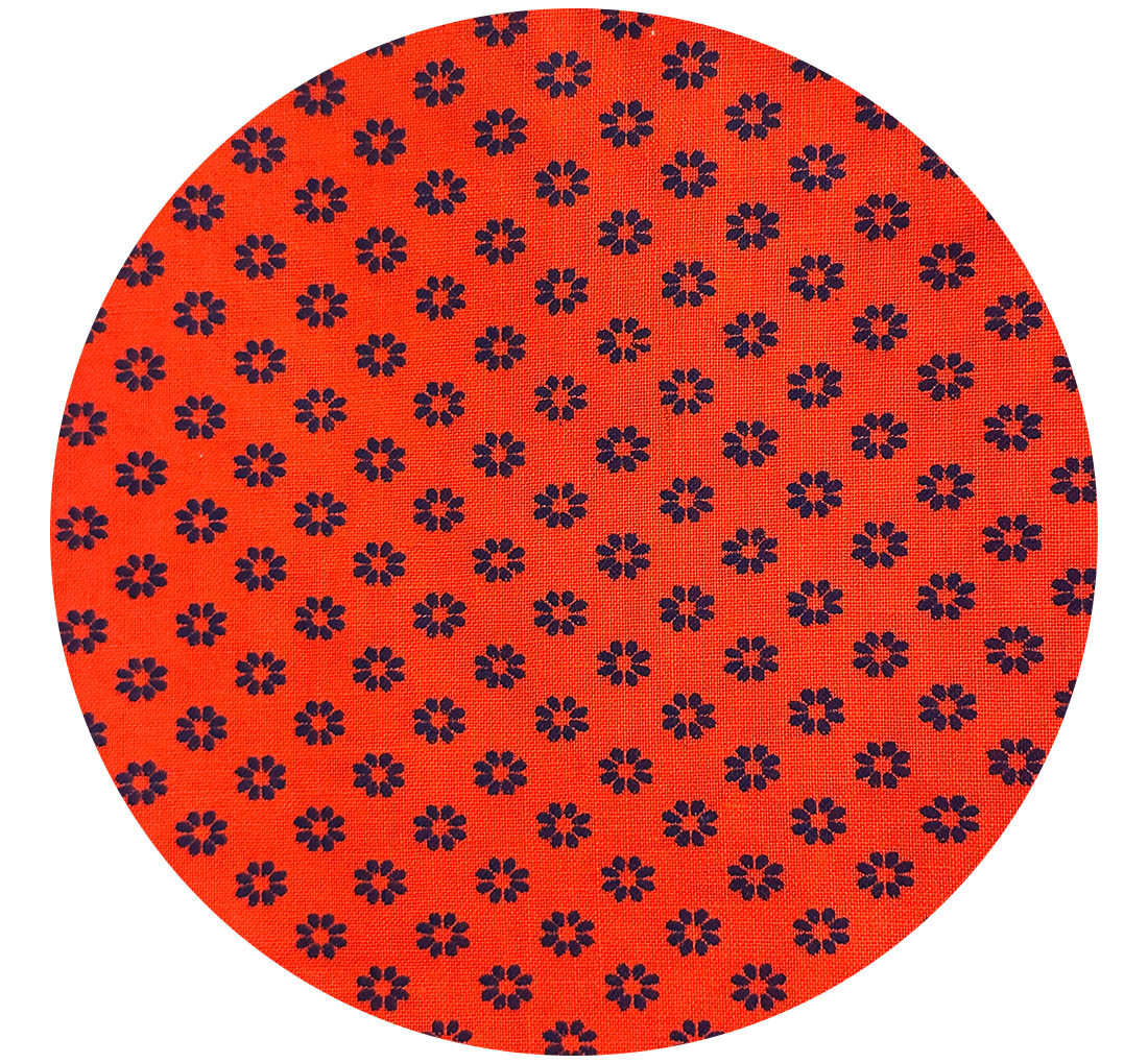 300cms Red & Navy Cotton Fabric LOVELY