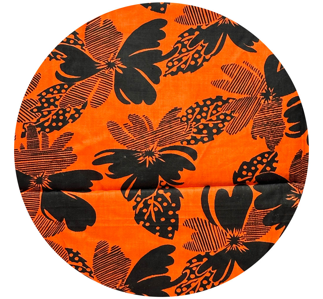 260cms Bright Orange & Black VINTAGE Large Bold Floral Print