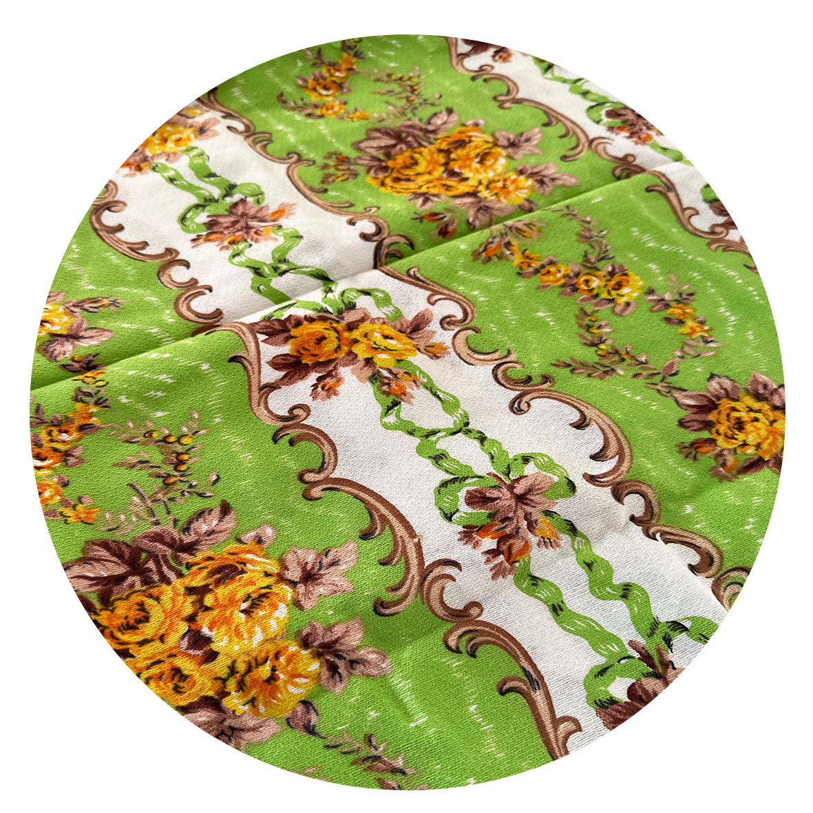 88cms Vintage Green Floral Fabric Remnant