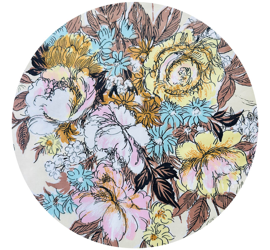 290cms Vintage Polished Cotton Floral Fabric
