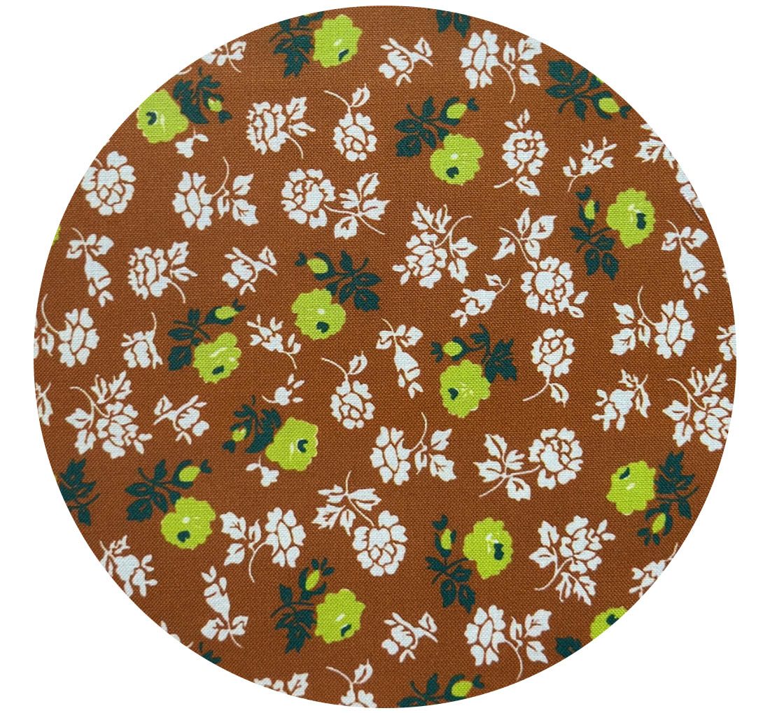 110cms QUILTING All Cotton Brown FLORAL Fabric Feed Sack