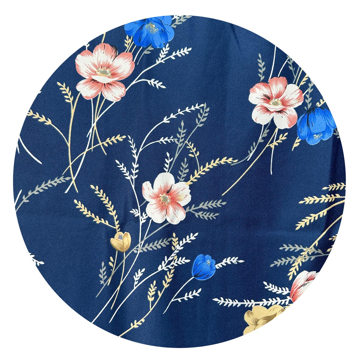 190cms Blue Nylon Floral Fabric