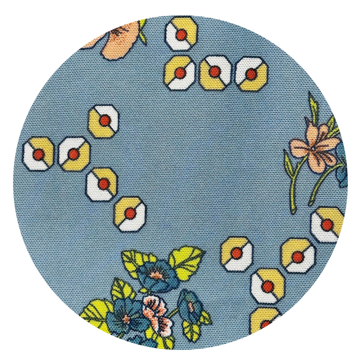 190cms Dusty Blue Floral Fabric Nylon