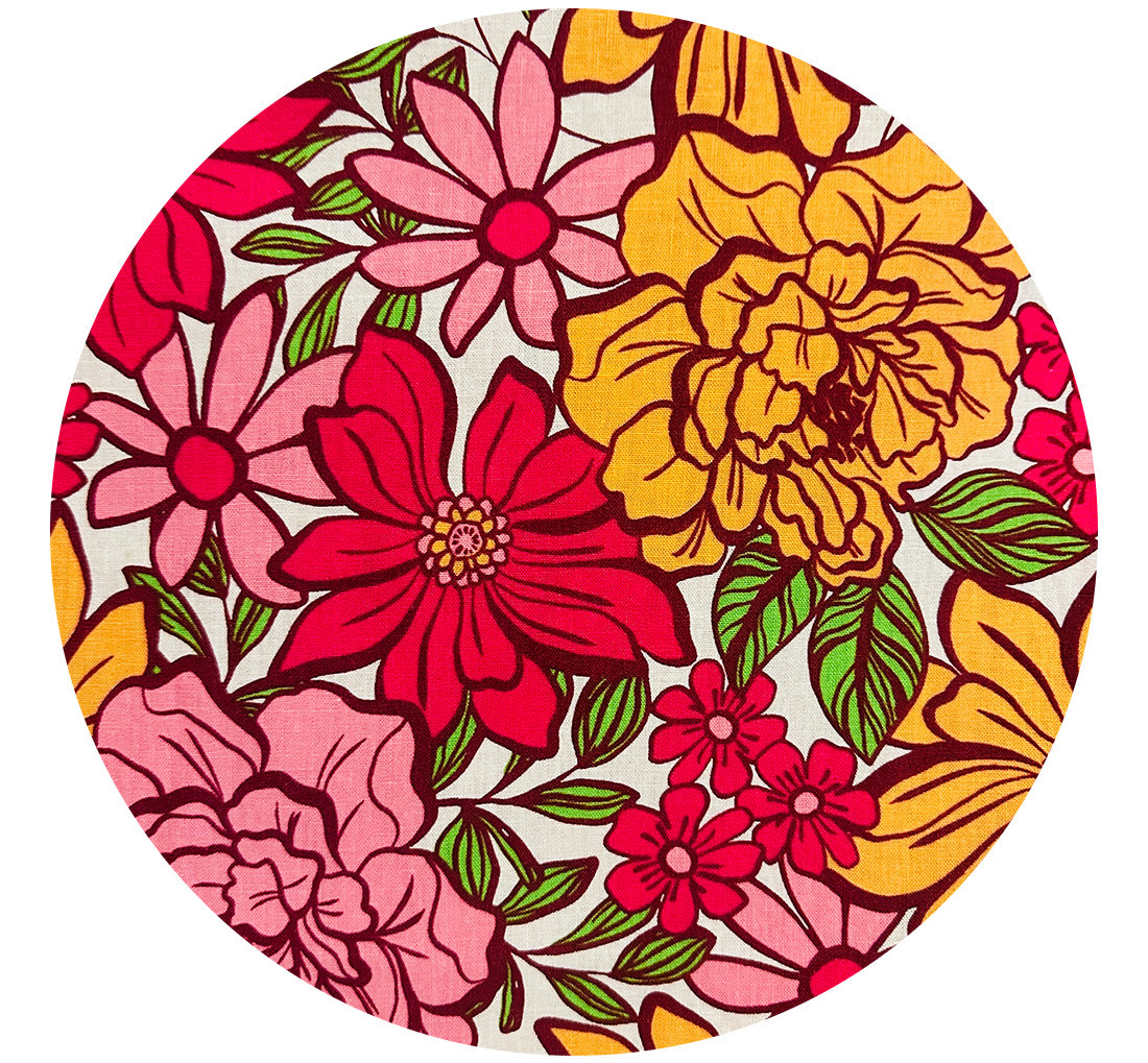 160cms Bright Pink Modern Floral Fabric