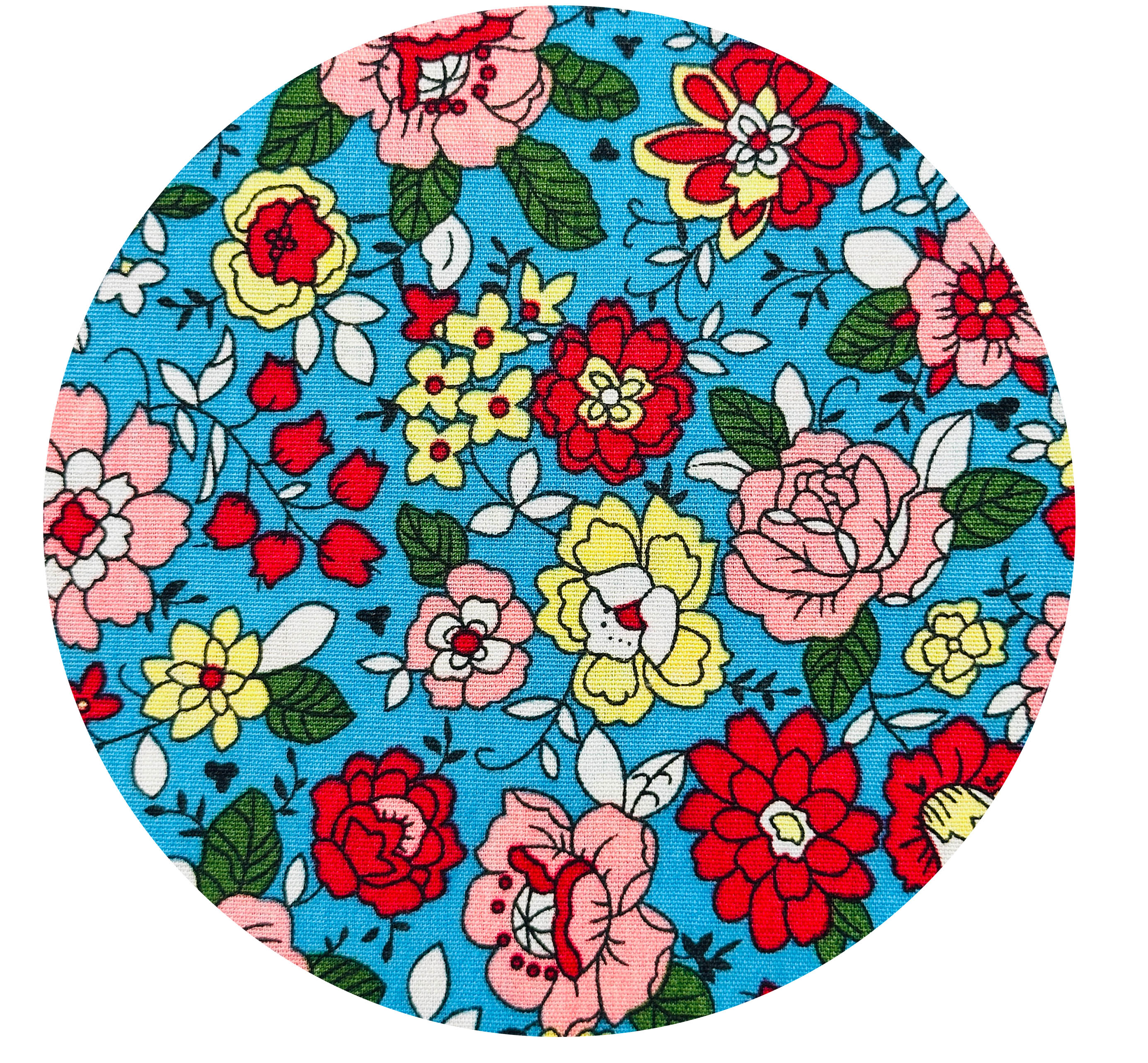 Sold by the Metre Cotton Bright Blue Floral Fabric