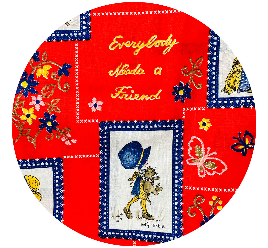 200cms Vintage HOLLY HOBBIE Fabric Cotton Red