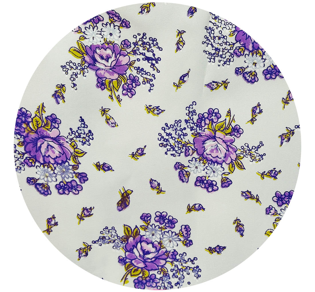 460cms Purple Floral Fabric Craft Sewing