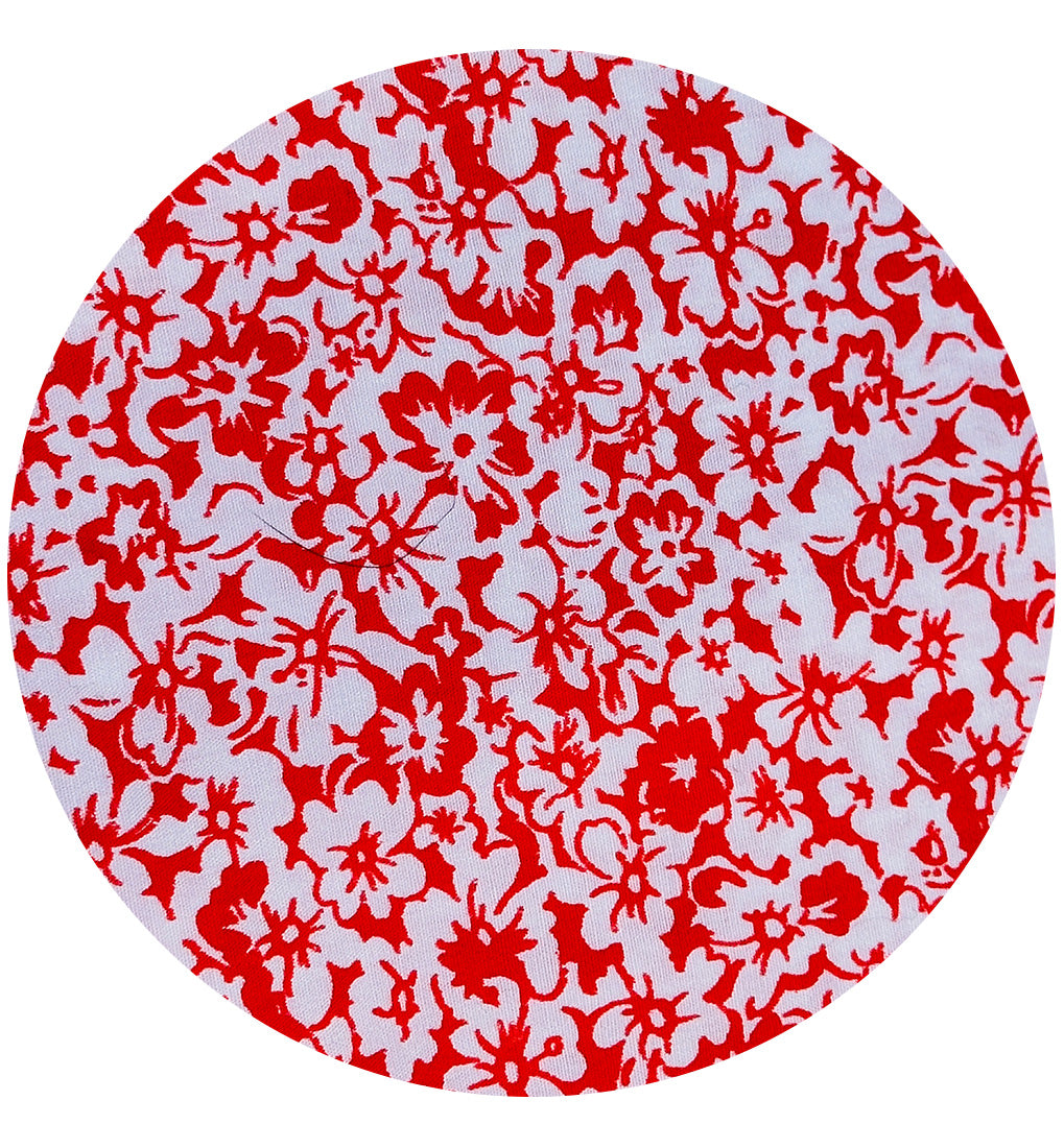 200cms Vintage Red Floral Fabric COTTON