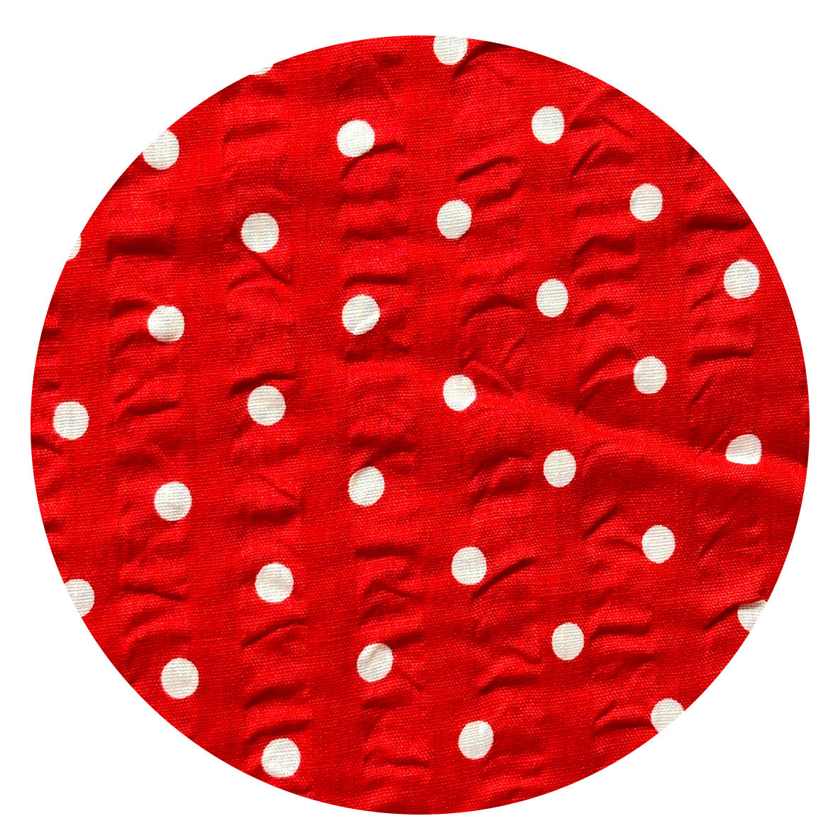 235cms JAPAN Cotton Sucker Red Polka Dot Fabric