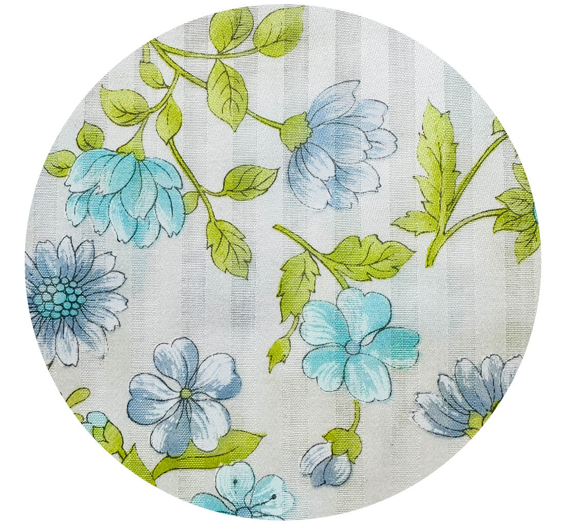 280cms Beautiful Vintage Floral Fabric Blues