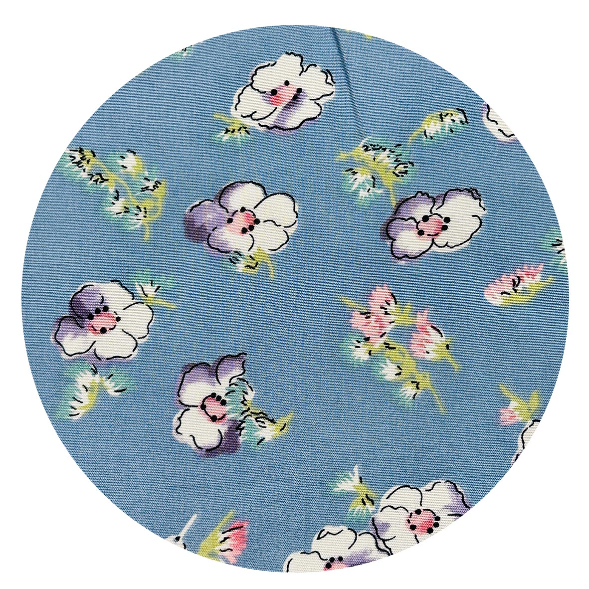 300cms Modern Dusty Blue Floral Fabric
