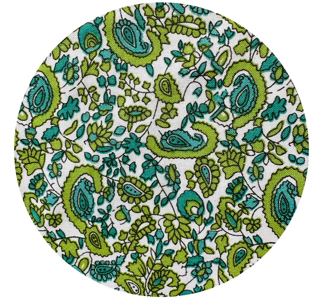 90cms Cute Paisley Green Fabric
