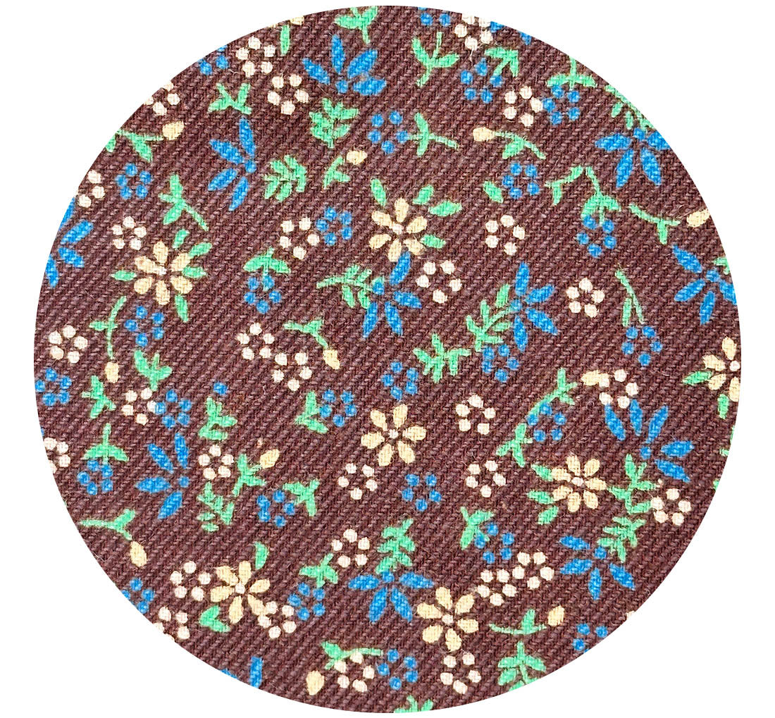 260cms Brown Cotton Floral Fabric VINTAGE