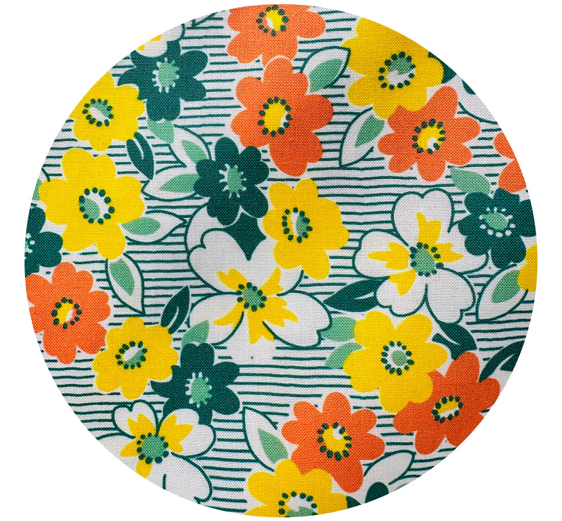 110cms QUILTING All Cotton Pretty Green, Yellow & Orange Fabric Feed Sack