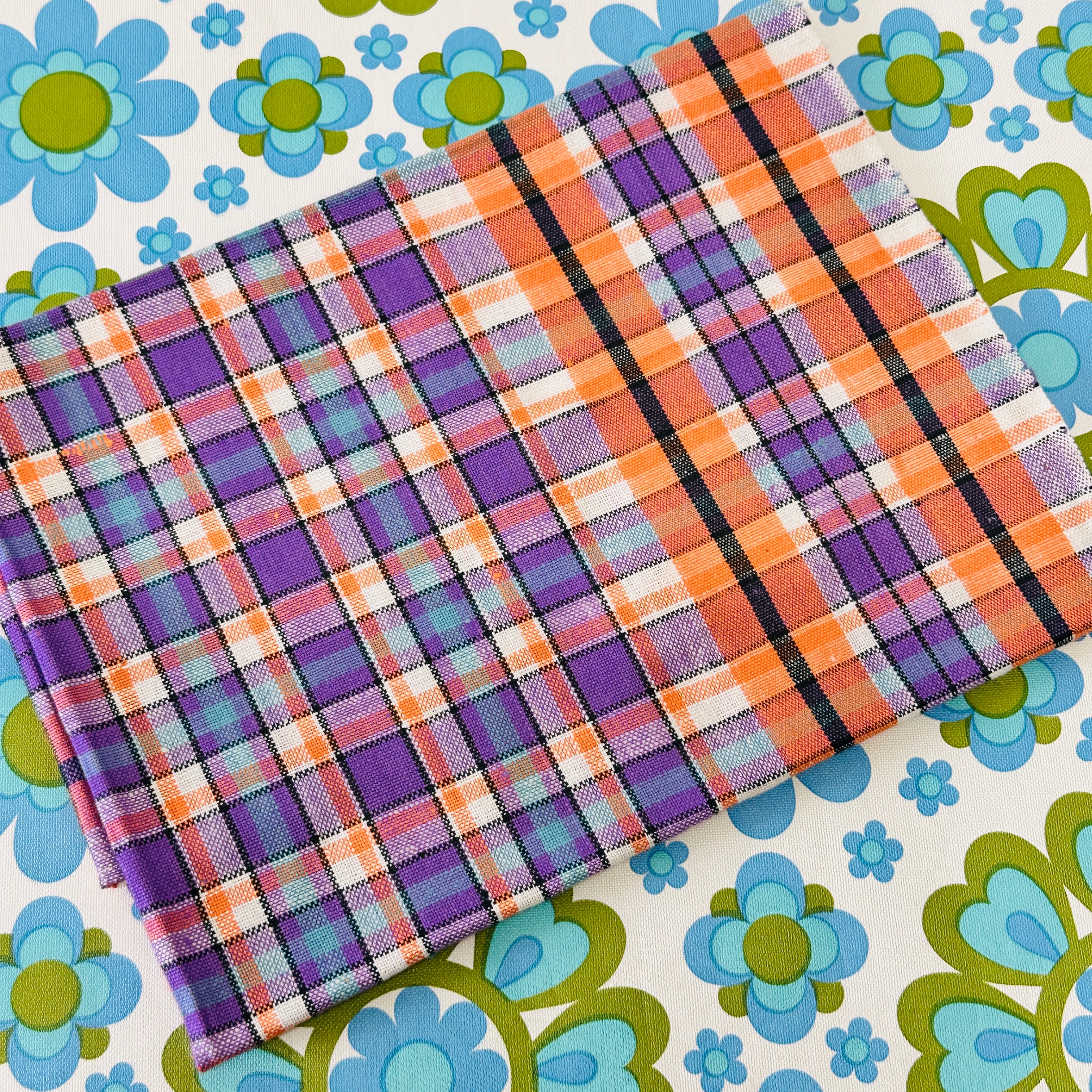 Unused Linen VINTAGE Tea Towel Purple